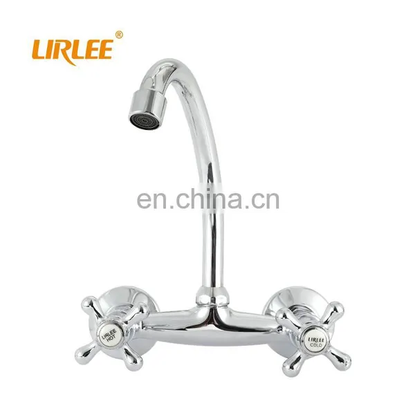 LIRLEE OEM Wall Mounted Kitchen Mixers Sink Taps Double Handles Household Kitchen Faucet Water photo-3