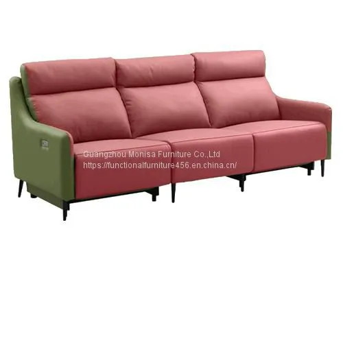 Italian Minimalist Leather Smart Sofa Living Room Straight Row Three-Seat First-Class Fashion Space Capsule Electric Function Sofa photo-4