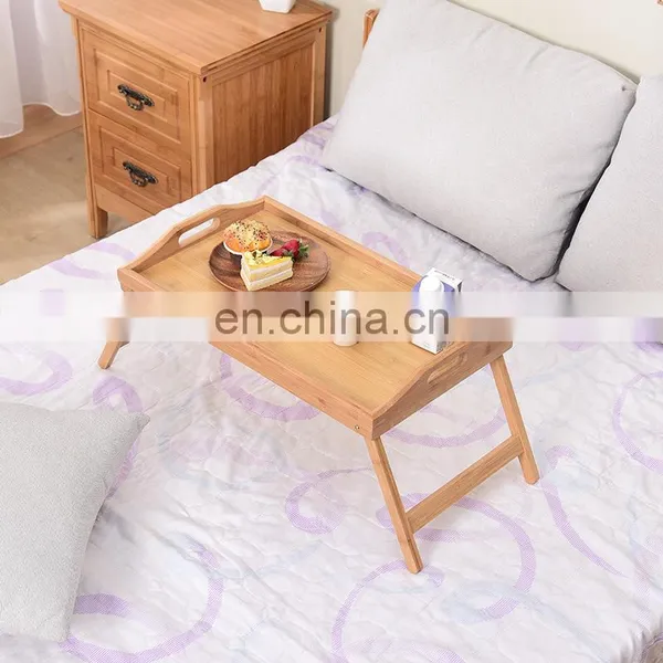 Bamboo Home Wooden Serving Bed Tray Breakfast Dinner Desk Kitchen Serving Table Tray With Foldable Legs photo-5