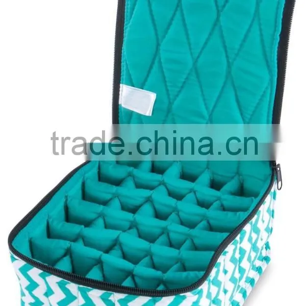 OEM Blue/white Chevron Canvas Essential Oil Carrying Bag,30 Bottles Popular Design Printed Canvas Essential Oil Carry Case photo-3