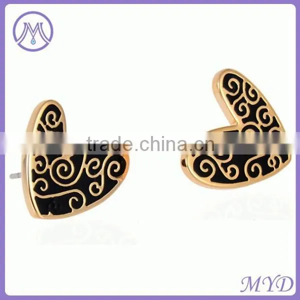 Copper/brass Heart Shaped Enamel Stud Earrings For Ladies photo-4