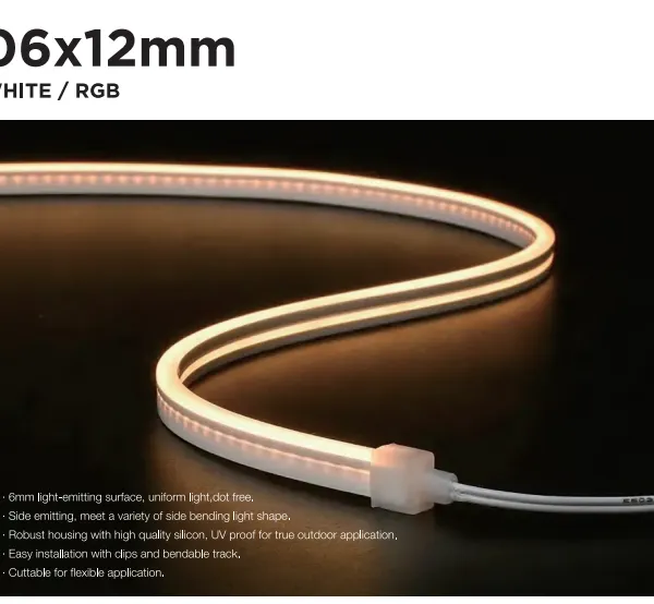 New Design Colors Silicone Material Ip67 Waterproof outdoor 10w Smd2835 6mm Width Led Flex Neon Light