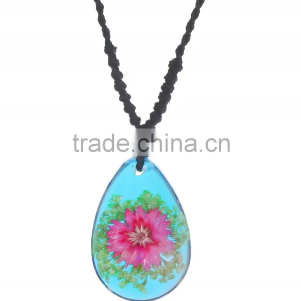 New Lovely Gift Real Flowers Resin Necklace photo-3