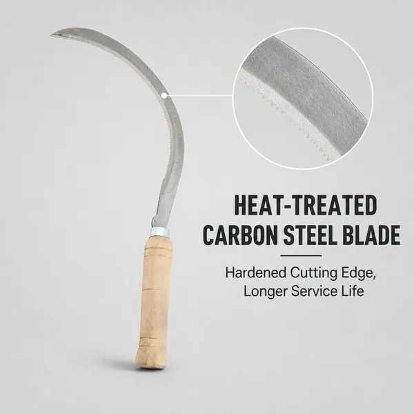 Harvest Sickle With Wooden Handle Stainless Steel Blade Crop Cutting Tool For Wheat Rice Sorghum Field Collection Work Use Daily photo-4