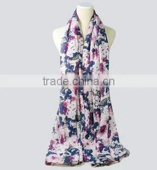 Selling Latest Design Cheap Colorful Flower Printed Scarf photo-2