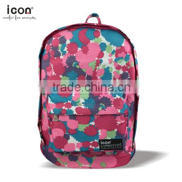 Colorful Flower Pattern 600d Polyester Backpack photo-6