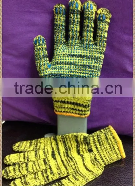 Yellow Cotton Work Glove With PVC Dotted