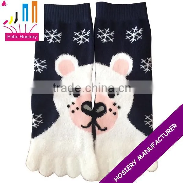 Women Fashion Five Toe Socks With Bear