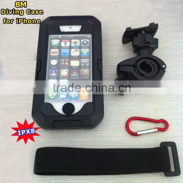 Real 8M IPX8 Bike Phone Waterproof Case With Holder for IPhone 4/5/6/6plus Quality Choice