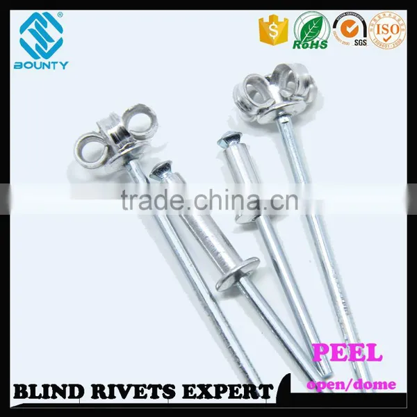 HOT SELLING OPEN END MANUFACTURER BUTTON HEAD ALUMINUM PEEL TYPE RIVETS photo-6