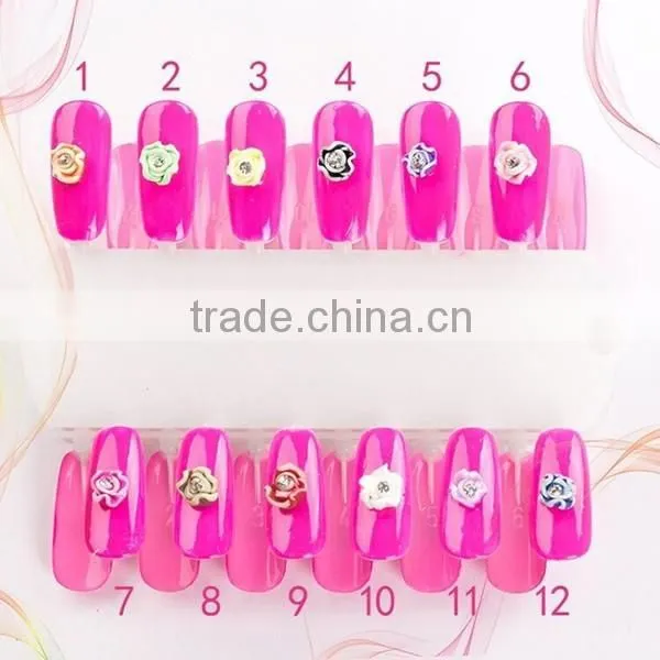 Creative Design Handmade 3D Colorful Plastic Rose Flower Nail Art Decoration ECO-FRIENDLY