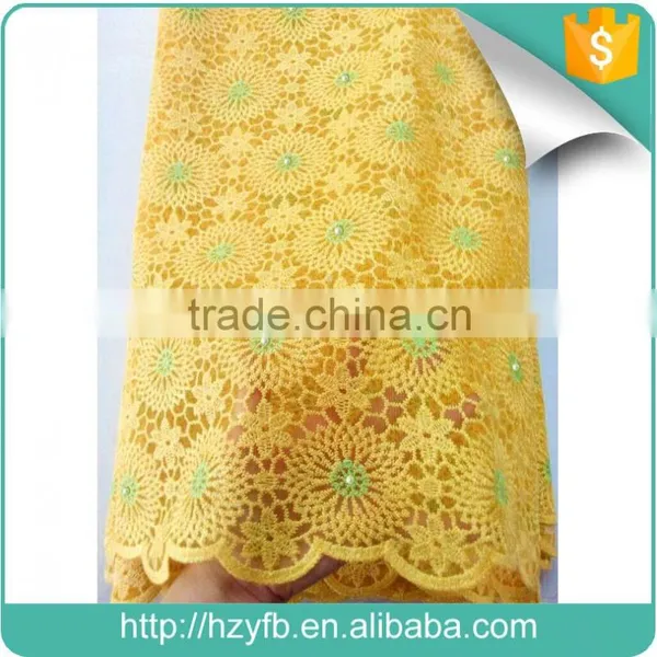 Latest Korean Lace Fabric / Yellow Pink African French Net Lace With Stones / Lace Fabric African Tulle High Quality for Wedding photo-2