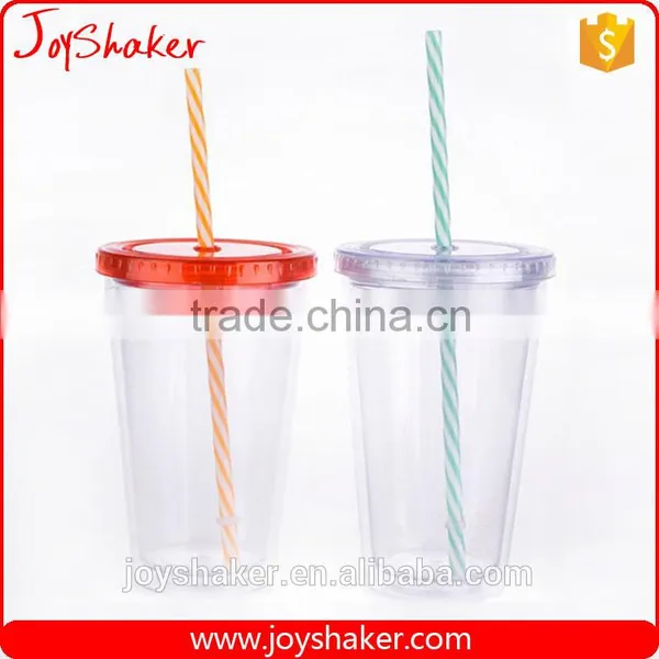 Wholesale Price Joyshaker Paper Insert Plastic Cup, 450ml Double Wall Sipper Drink Cup photo-5
