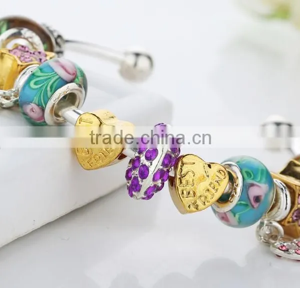 Wholesale Glass Bead Silver Plated Copper New Design Artificial Bangles Quality Choice photo-2
