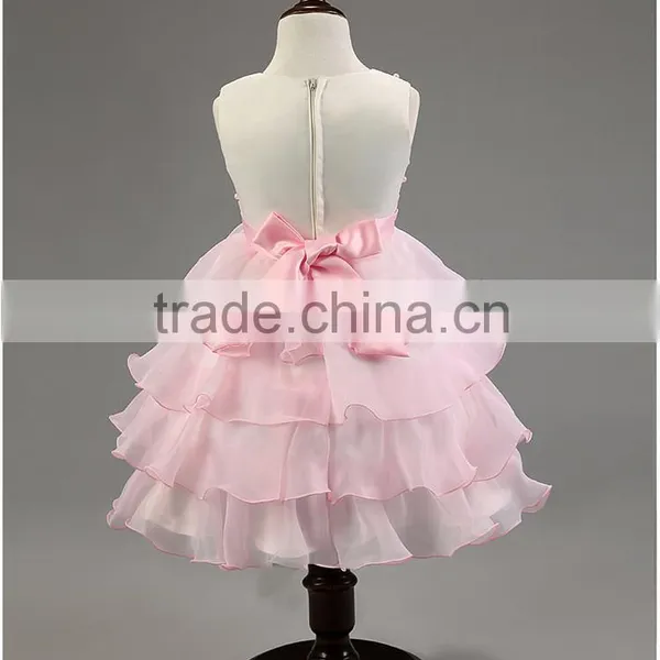 Lastest Wholesale Pink Chiffon Layered Dress Flower Girl Net Dresses TR-WS33 photo-5