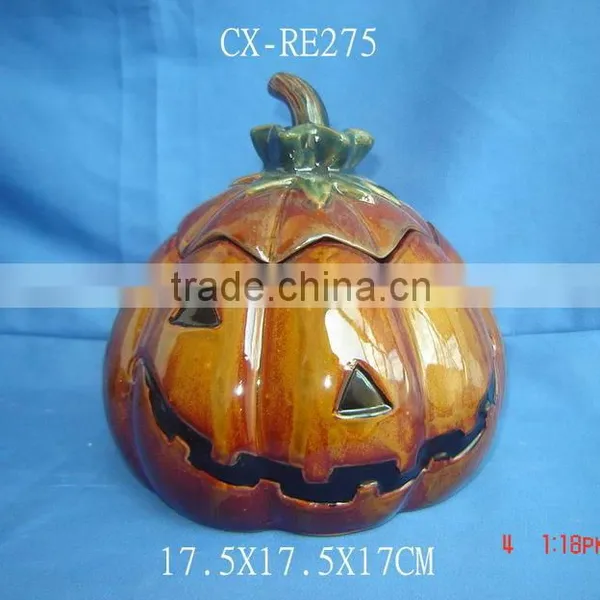 Ceramic Pumpkin Halloween Candy Bowl photo-2