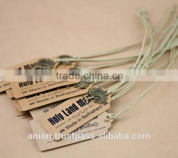 Paper Craft Label With Cotton Cord and Bronze Mini Olive Wood Tree photo-6