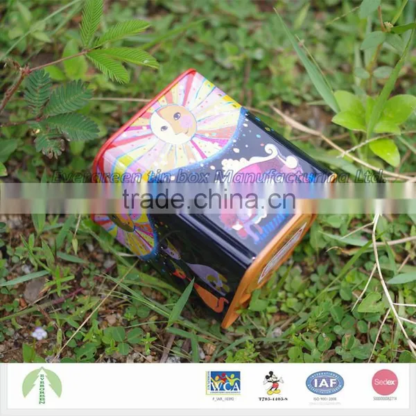 Custom Packaging Printing Tin Box With Money Hole and Lift-off Lid