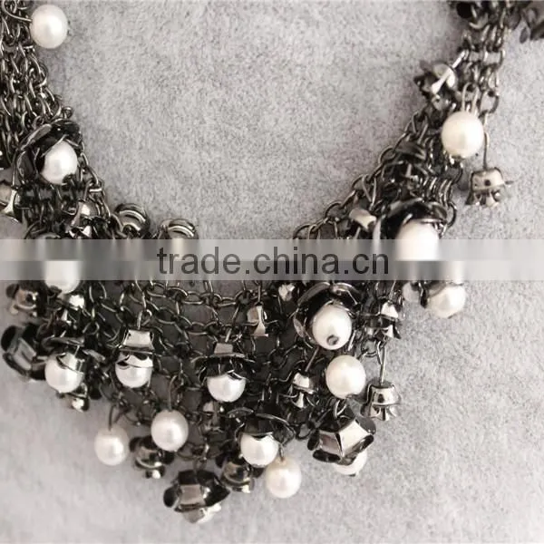 2016 Fashion Jewelry White Pearl Beads Necklace Gold Plated Necklace photo-3
