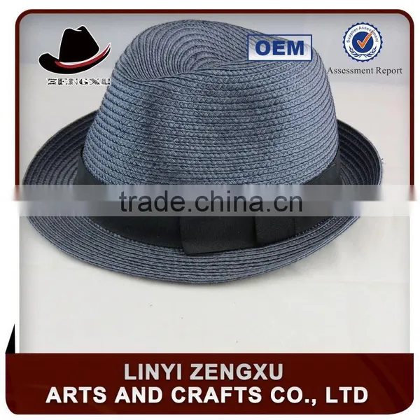 Hot Sale Black Straw Fabric Beach Fedora Hat