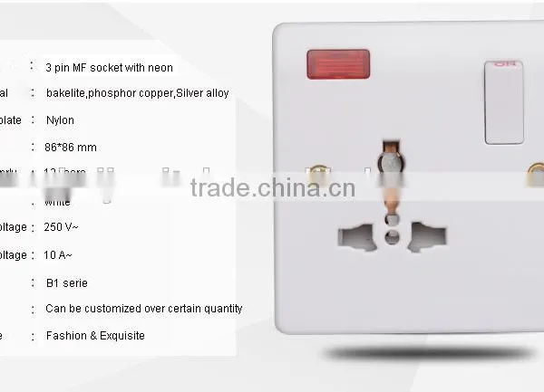 White 250V 10amp 3 Pin Multi Universal Socket Outlet photo-6