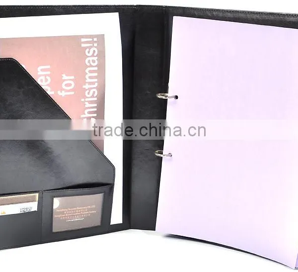 Office Product Black PU A4 Leather Ring Binder Folder photo-2