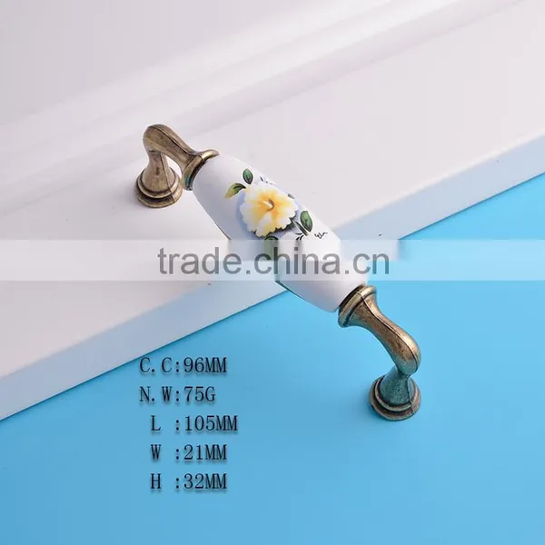 Chineses Classical Antique Brass Flower Design Home Bedroom Kitchen Furniture Ceramic Pull Knobs Andhandles photo-6