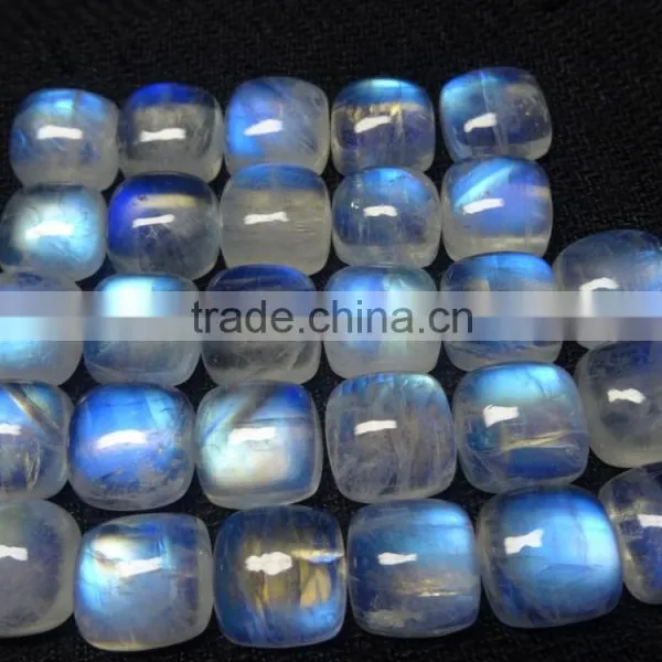 Rare Cushion Cut Blue Flashy 10x10 mm Natural Rainbow Moonstone photo-2