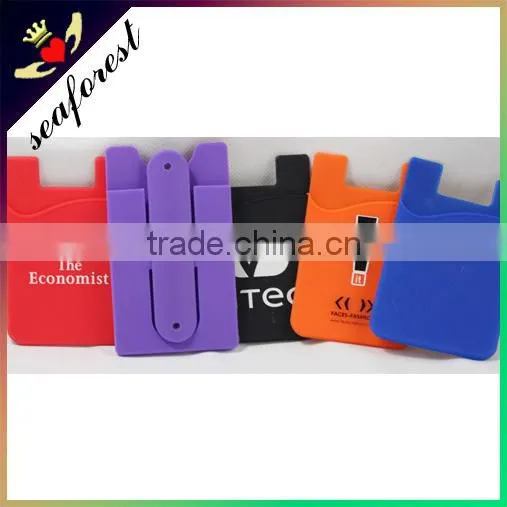 China Popular Hot 3M Silicone Smart Wallet,print 3m Adhesive Silicone Smart Phone Pocket,silicone Smart Wallet With Phone Stand photo-2