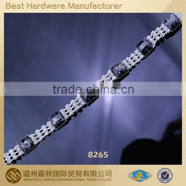 Wholesales Black Charming Acrylic Rhinestone Trimming Chain For Dress