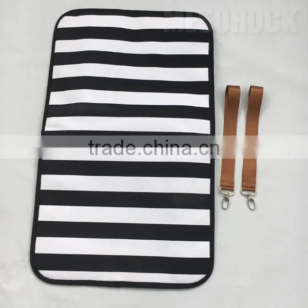 Black & White Stripe Cushioned Canvas Diaper Bag Mummy Bag Baby Diaper Bag photo-2