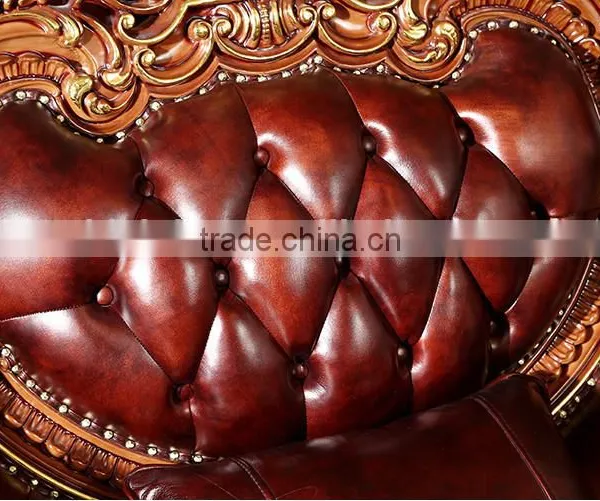 Luxurious Classic Solid Wood Hand Carved Leather Sofa, Hotel Lobby Leather Sofa Set(MOQ=1 SET) photo-3