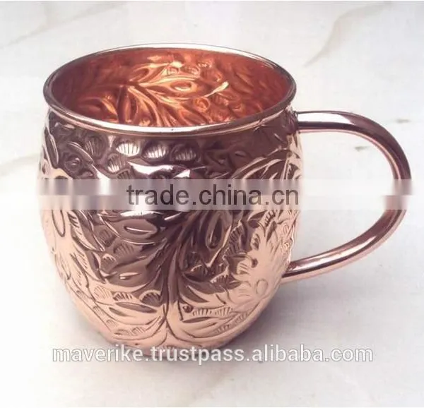 Embossed Copper Moscow Mule Mug, New Design Copper Beer Mug, Pure Copper Moscow Mule Mug photo-2