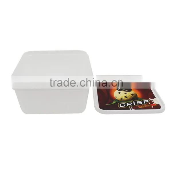 IML Plastic 1L Ice Cream Container Packaging Suppliers,Clear Square Plastic Containers With Lids photo-4