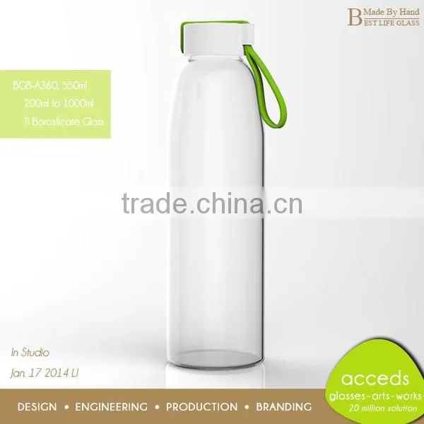 Different Designed Handmade Glass Tea Travel Bottle With Lid photo-5
