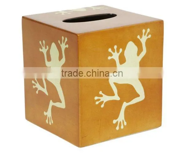 High quality best selling lacquer metallic gold tissue box from Vietnam