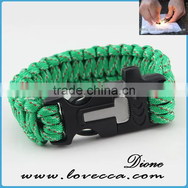 Outdoor Survival Logo Engraved Paracord Bracelet With Fire Starter Buckle photo-4