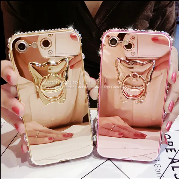 Metal Bumper Frame Mirror Surface Cell Phone Cover Case Diamond Mobile Phone Cases for IPhone7/7Plus/6/6s/6plus/6splus photo-5