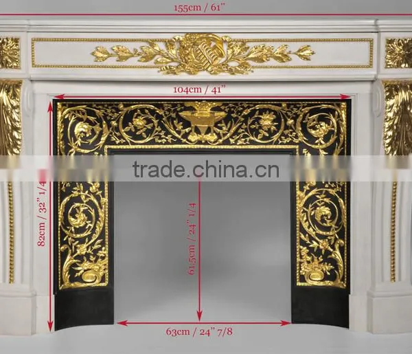 2017 Home Decor Luxury Marble and Gilded Brass Fireplace photo-4