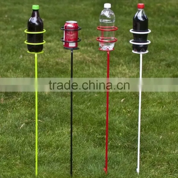 Outdoor Beach Sand Lawn Beverage Cans Stakes Holder 4PCS Different Colors Per Set photo-2