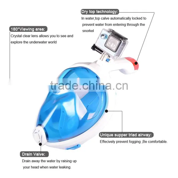 2017 Full Face Snorkel Mask New Foldable Full Face Snorkeling Diving Scuba Mask With Detachable GoPro Mount photo-3