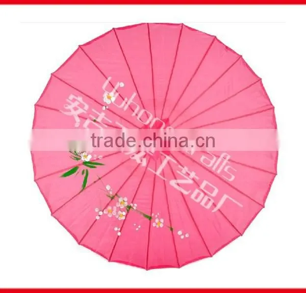 Flower Panited Chinese Silk Bamboo Parasol photo-4
