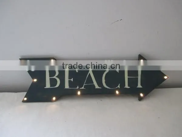 BEACH ARROW Decorative Distressed Wooden Wall Hanging Sign Plaque With LED Lights photo-2