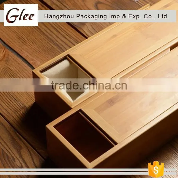 Trendy Simple Sliding Bamboo Box With a Lid photo-2