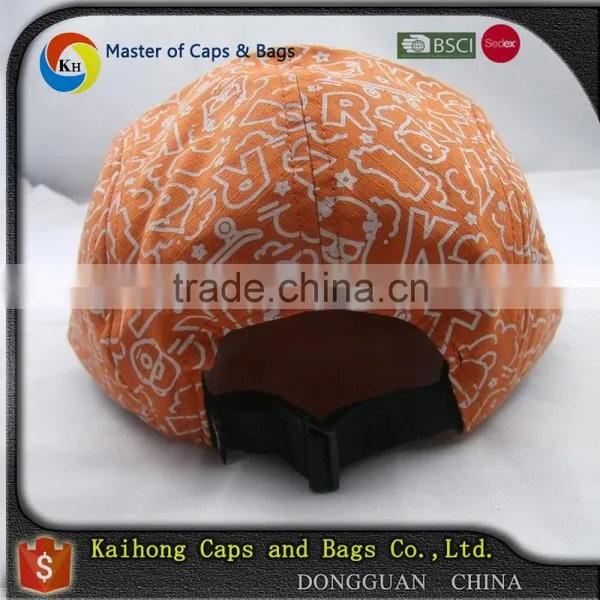 Custom Full Pattern Printed 5 Panel Hat Camp Cap With Embroidery photo-5