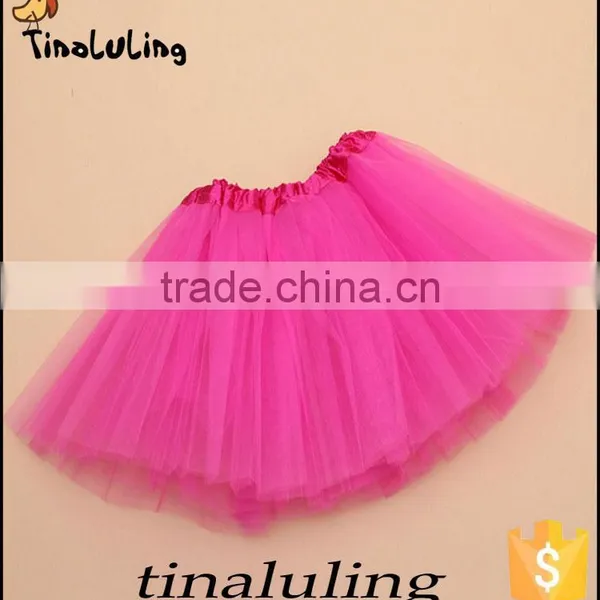Brand New Kids 3 Layer Tulle Fabric Skirts Girls Hot Pink Ballet Tutu for Dance Children Skirts photo-2