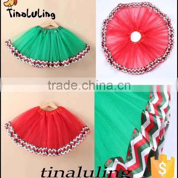 2016 Latest New Arrival Tulle Skirts Kids Christmas Green Tutus Baby Pettiskirts With Satin Ribbons photo-2
