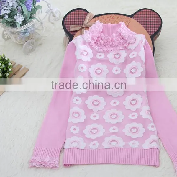 2016 Pink Cashmere Coat Cotton Knit Modern Knitting Sweater Fabric Girls Winter Coat