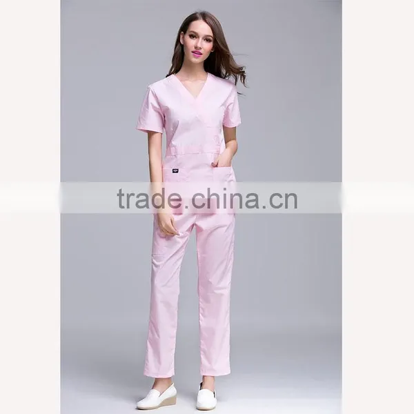 2016 New Women's Hospital Surgical / Medical Uniform Scrub Clothes Sets Short Sleeve With Adjusted Best At Waist Side photo-3