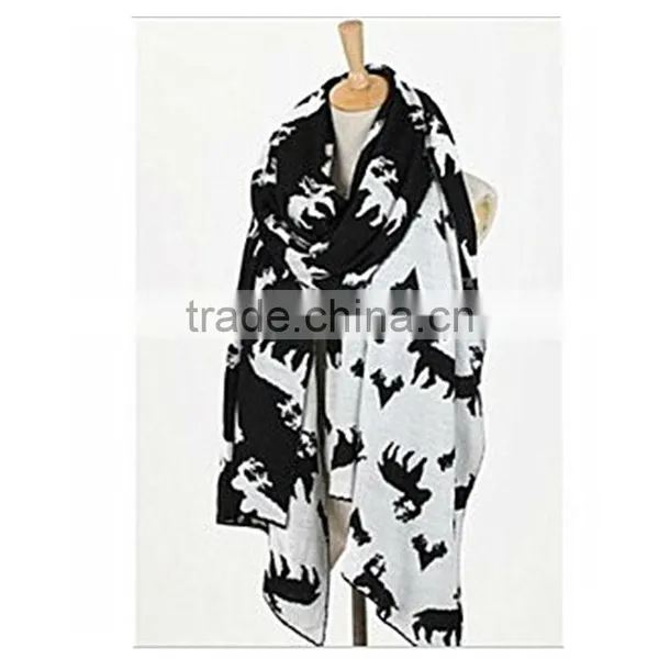 2 Color Choice Autumn and Winter Warm Animal Pattern Lady Knit Korean Scarf Hijab Scarf photo-3